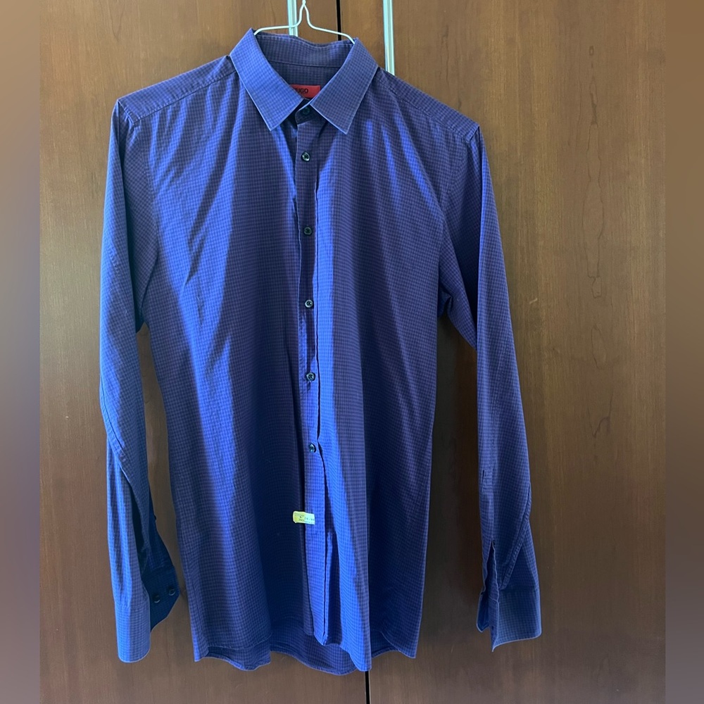 HUGO by Hugo Boss Dress Shirt in Purple Black Check size M